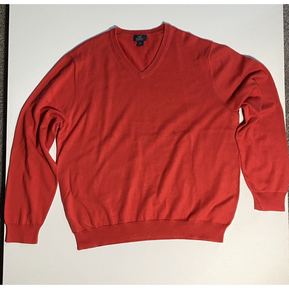 Brooks Brothers 346 Sweater Supima Cotton Red V-Neck Men's XL Casual Modern City